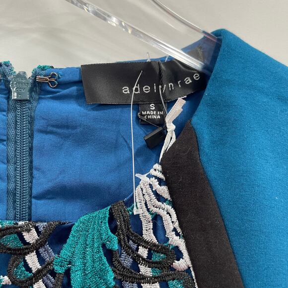 Adelyn Rae Pencil Sheath Bodycon Dress Crochet Geometric Lace Overlay NWOT - Picture 6 of 11